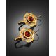 Cognac Amber Earrings In Gold Plated Silver The Aida, image , picture 2