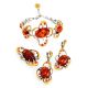 Drop Gold-Plated Earrings With Cognac Amber And Crystals The Pompadour, image , picture 5