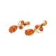 Bright Gold-Plated Earrings With Cognac Amber The Symphony, image , picture 4