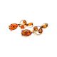 Bright Gold-Plated Earrings With Cognac Amber The Symphony, image , picture 3