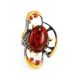 Adjustable Gold-Plated Ring With Cognac Amber And Crystals The Pompadour, Ring Size: Adjustable, image , picture 3