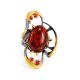 Adjustable Gold-Plated Ring With Cognac Amber And Crystals The Pompadour, Ring Size: Adjustable, image , picture 3