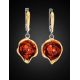 Drop Amber Earrings In Gold-Plated Silver The Turandot, image , picture 3