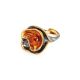 Adjustable Amber Ring In Gold-Plated Silver The Turandot, Ring Size: Adjustable, image , picture 4