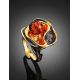 Adjustable Amber Ring In Gold-Plated Silver The Turandot, Ring Size: Adjustable, image , picture 2