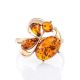 Cognac Amber Ring In Gold Plated Silver The Symphony, Ring Size: 5 / 15.5, image , picture 4