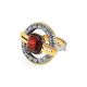 Крупное серебряное кольцо с натуральным янтарём «Терция» б/р, Ring Size: Adjustable, image , picture 3