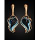 Gold-Plated Dangle Earrings With Blue Synthetic Topaz The Serenade, image , picture 4