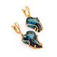 Gold-Plated Dangle Earrings With Blue Synthetic Topaz The Serenade, image , picture 5