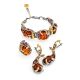 Drop Gold-Plated Earrings With Cognac Amber And Crystals The Pompadour, image , picture 5