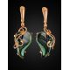 Bold Gold-Plated Earrings With Synthetic Tourmaline The Serenade, image , picture 3