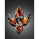 GOLD PLATED COCKTAIL RING WITH COGNAC AMBER THE RIALTO, Ring Size: Adjustable, image , picture 4