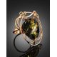 One Size Gold-Plated Ring With Bold Green Amber The Rialto, Ring Size: Adjustable, image , picture 2