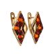 Gold-Plated Earrings With Cognac Amber The Colombina, image , picture 4
