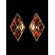 Gold-Plated Earrings With Cognac Amber The Colombina, image , picture 2