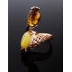Multicolour Amber Ring With Two Stones In Gold-Plated Silver The Casablanca, Ring Size: 8 / 18, image , picture 2