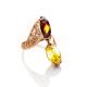 Multicolor Amber Ring In Gold-Plated Silver The Casablanca, Ring Size: 7 / 17.5, image , picture 3