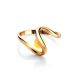 Wavy Gold-Plated Ring With Honey Amber The Leia, Ring Size: 6.5 / 17, image , picture 4
