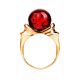 Cherry Amber Ring In Gold-Plated Silver The Saturn, Ring Size: 13 / 22, image , picture 3