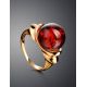 Cherry Amber Ring In Gold-Plated Silver The Saturn, Ring Size: 11.5 / 21, image , picture 2