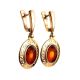 Drop Amber Earrings In Gold-Plated Silver The Ellas, image , picture 3