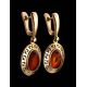 Drop Amber Earrings In Gold-Plated Silver The Ellas, image , picture 2