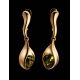Green Amber Earrings In Gold-Plated Silver The Peony, image , picture 2