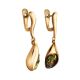 Green Amber Earrings In Gold-Plated Silver The Peony, image , picture 3