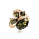 Gold-Plated Ring With Green Amber The Symphony, Ring Size: 6 / 16.5, image , picture 4
