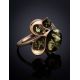 Gold-Plated Ring With Green Amber The Symphony, Ring Size: 6 / 16.5, image , picture 3