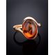 Сlassic Gold-Plated Cocktail Ring With Cognac Amber The Suite, Ring Size: 6.5 / 17, image , picture 2