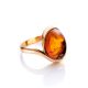 Сlassic Gold-Plated Cocktail Ring With Cognac Amber The Suite, Ring Size: 8.5 / 18.5, image , picture 3