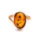 Сlassic Gold-Plated Cocktail Ring With Cognac Amber The Suite, Ring Size: 8 / 18, image , picture 5