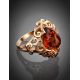 Romantic Glamour Amber Ring In Gold-Plated Sterling Silver The Luxor, Ring Size: 6.5 / 17, image , picture 2