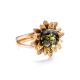 Green Amber Ring In Gold-Plated Silver The Aster, Ring Size: 13 / 22, image , picture 4