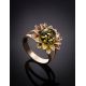 Green Amber Ring In Gold-Plated Silver The Aster, Ring Size: 13 / 22, image , picture 2