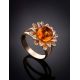 Gold-Plated Ring With Cognac Amber The Aster, Ring Size: 11 / 20.5, image , picture 2