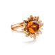 Gold-Plated Ring With Cognac Amber The Aster, Ring Size: 11.5 / 21, image , picture 3
