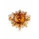 Gold-Plated Ring With Cognac Amber The Aster, Ring Size: 11.5 / 21, image , picture 4