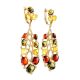 Gold-Plated Drop Earrings With Multicolor Amber The Verdi, image , picture 5