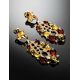 Gold-Plated Drop Earrings With Multicolor Amber The Verdi, image , picture 3