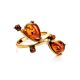 Bright Gold-Plated Ring With Cognac Amber The Symphony, Ring Size: 6.5 / 17, image , picture 4