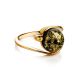 Green Amber Ring In Gold-Plated Silver The Sphere, Ring Size: 8 / 18, image , picture 4
