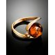 Round Amber Ring In Gold-Plated Silver The Sphere, Ring Size: 8 / 18, image , picture 2