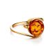 Round Amber Ring In Gold-Plated Silver The Sphere, Ring Size: 12 / 21.5, image , picture 4