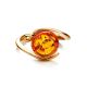 Round Amber Ring In Gold-Plated Silver The Sphere, Ring Size: 5.5 / 16, image , picture 5