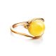 Gold-Plated Ring With Butterscotch Amber The Sphere, Ring Size: 10 / 20, image , picture 3