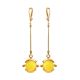 Dangle Amber Earrings In Gold-Plated Silver The Sphere, image , picture 4