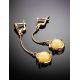 Dangle Amber Earrings In Gold-Plated Silver The Sphere, image , picture 2