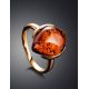 Amber Silver Ring In Gold-Plated Silver The Cat's Eye, Ring Size: 5.5 / 16, image , picture 2